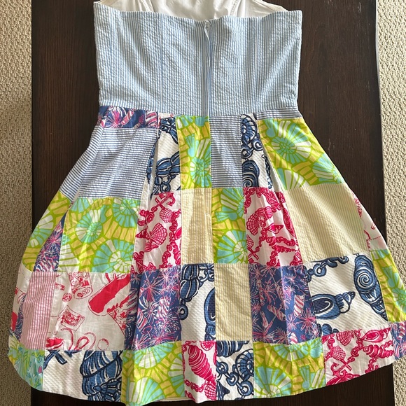 LILLY PULITZER | Patchwork Seersucker Strapless Dress - Picture 4 of 7